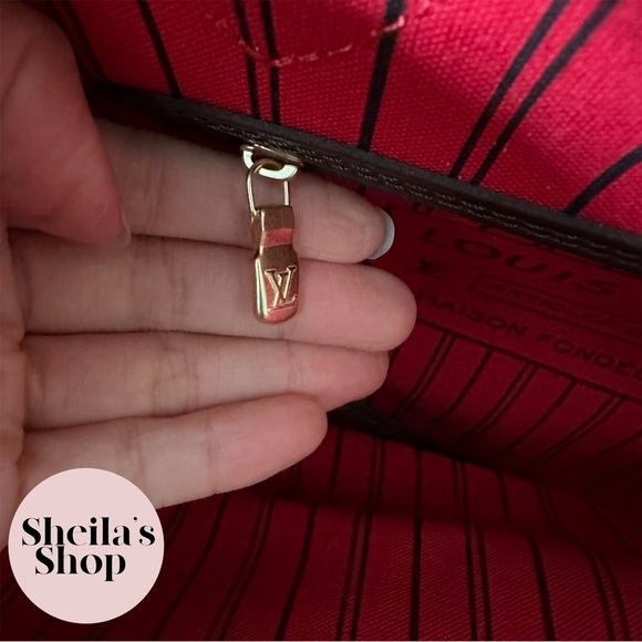 NWT Authentic Louis Vuitton 2022 Neverfull MM Damier Ebene Cherry with Pouch - Picture 12 of 16